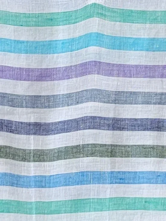 Talbots Rockport Stripe Linen Elbow Sleeve Popover Top - MP - Picture 2 of 8